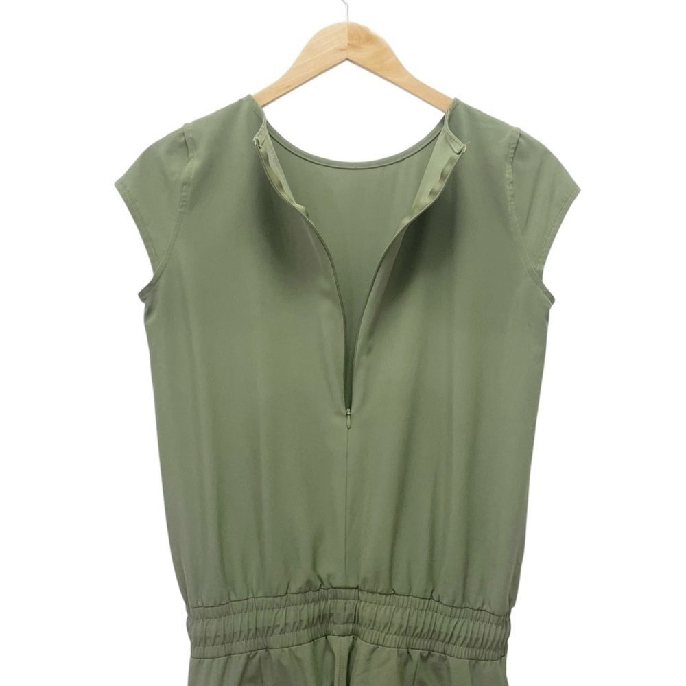 Albion Fit Cap Sleeve Active Jumpsuit Olive Green Elastic Waist Onepiece Size XS - Picture 7 of 11
